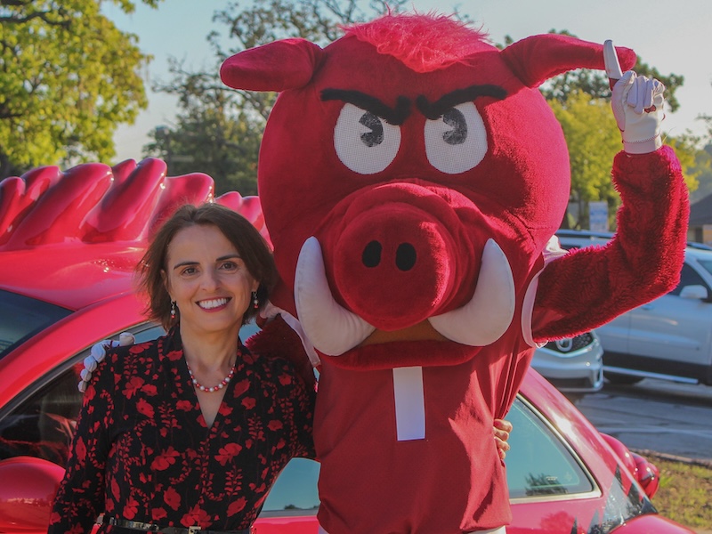 Dean Kate Mamiseishvili with Big Red
