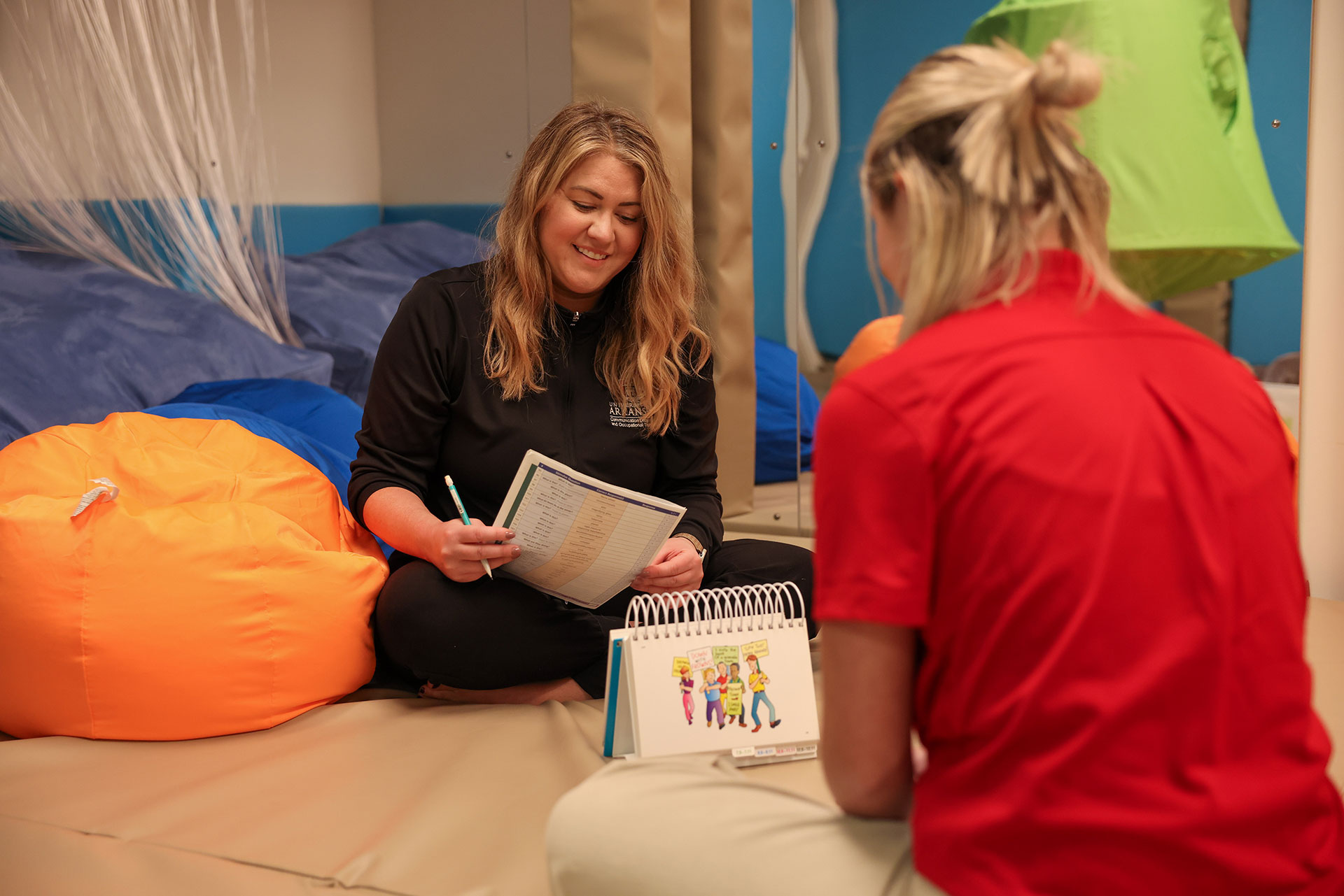 Speech-and-Hearing-Clinic-student-works-in-sensory-room