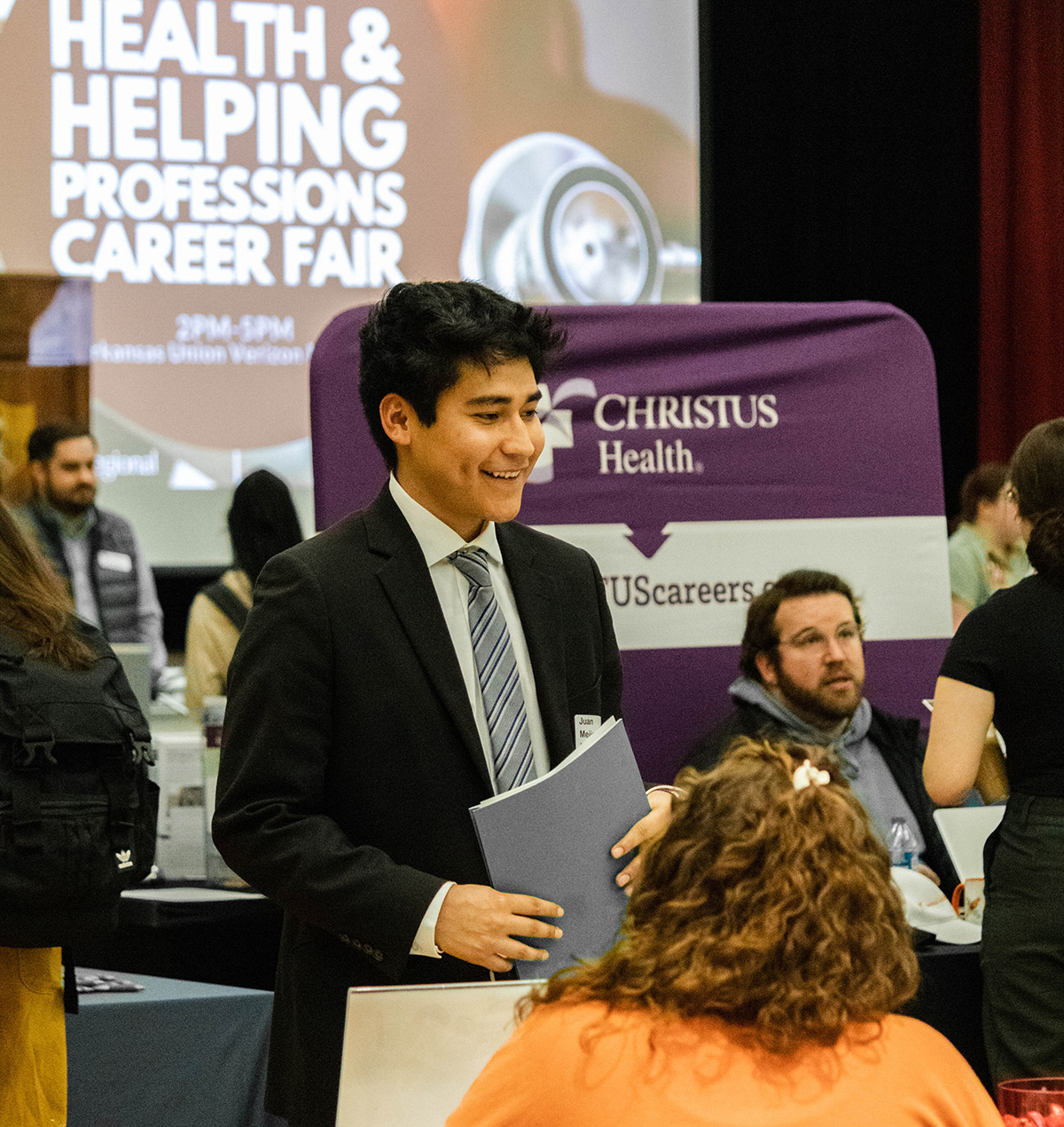 Student at a career fair