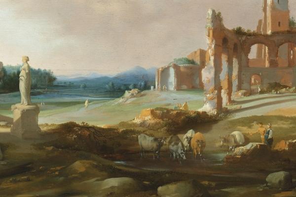 Detail of Breenbergh painting 'Landscape with Classical Ruins